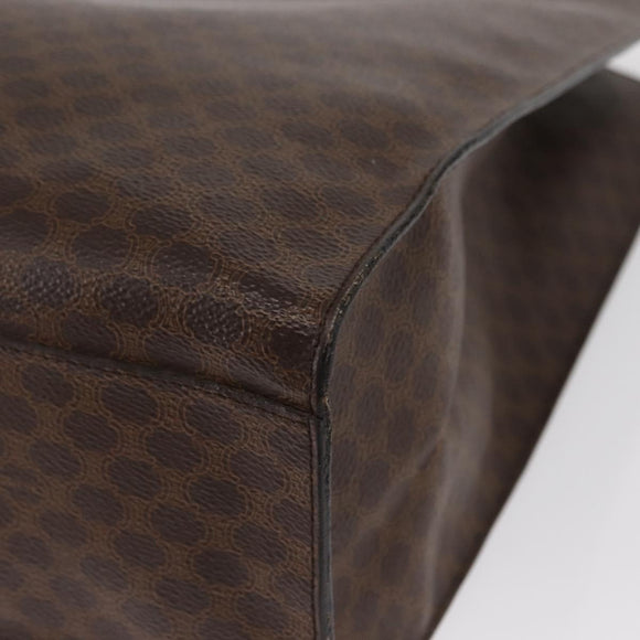 CELINE Macadam Canvas Tote Bag PVC Leather Brown Gold Auth 168166