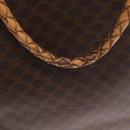 CELINE Macadam Canvas Tote Bag PVC Leather Brown Gold Auth 168166-14