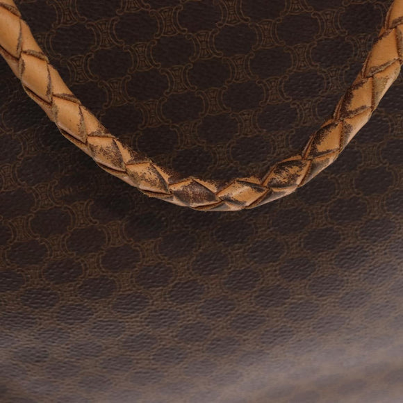 CELINE Macadam Canvas Tote Bag PVC Leather Brown Gold Auth 168166