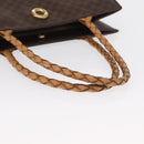 CELINE Macadam Canvas Tote Bag PVC Leather Brown Gold Auth 168166-7