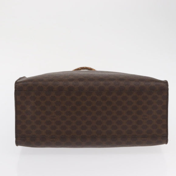 CELINE Macadam Canvas Tote Bag PVC Leather Brown Gold Auth 168166