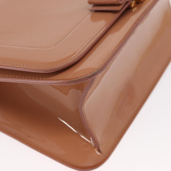 Salvatore Ferragamo Vala Chain Shoulder Bag Patent leather Pink Gold Auth 168168