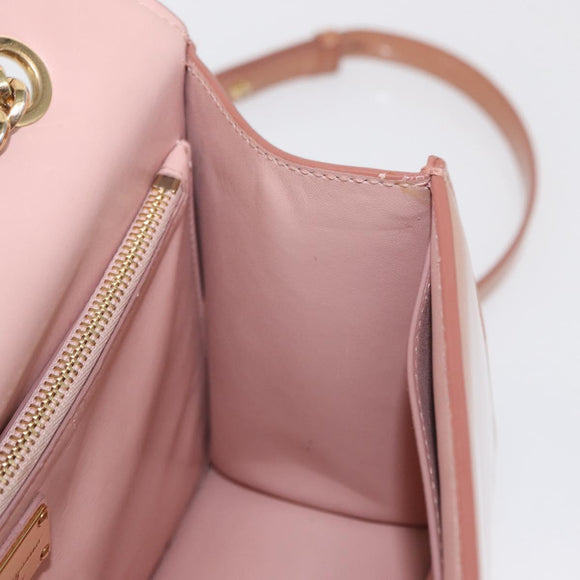 Salvatore Ferragamo Vala Chain Shoulder Bag Patent leather Pink Gold Auth 168168