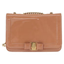 Salvatore Ferragamo Vala Chain Shoulder Bag Patent leather Pink Gold Auth 168168-13
