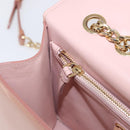 Salvatore Ferragamo Vala Chain Shoulder Bag Patent leather Pink Gold Auth 168168-21