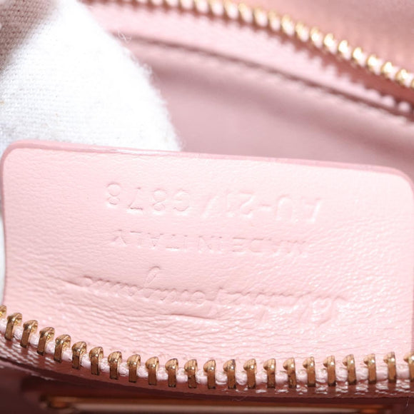 Salvatore Ferragamo Vala Chain Shoulder Bag Patent leather Pink Gold Auth 168168