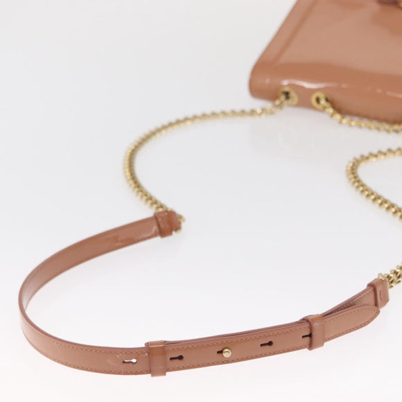 Salvatore Ferragamo Vala Chain Shoulder Bag Patent leather Pink Gold Auth 168168