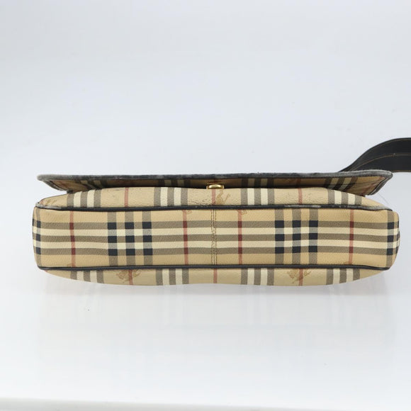 Burberrys Nova Check Hand Bag PVC 2way Beige Gold Auth 168170