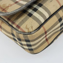 Burberrys Nova Check Hand Bag PVC 2way Beige Gold Auth 168170-13