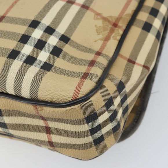 Burberrys Nova Check Hand Bag PVC 2way Beige Gold Auth 168170