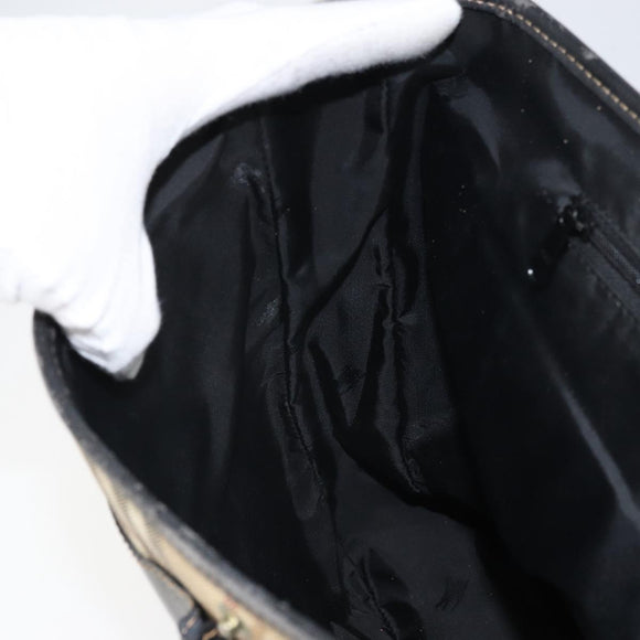 Burberrys Nova Check Hand Bag PVC 2way Beige Gold Auth 168170