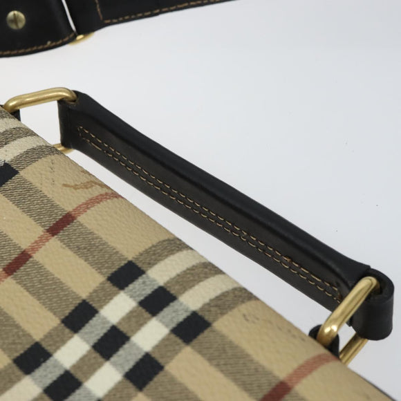 Burberrys Nova Check Hand Bag PVC 2way Beige Gold Auth 168170