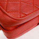 CHANEL Matelasse 25 Chain Shoulder Bag Lamb Skin Red Silver CC Auth 168175V-17