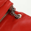 CHANEL Matelasse 25 Chain Shoulder Bag Lamb Skin Red Silver CC Auth 168175V-21