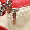 CHANEL Matelasse 25 Chain Shoulder Bag Lamb Skin Red Silver CC Auth 168175V-25