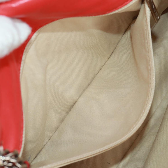 CHANEL Matelasse 25 Chain Shoulder Bag Lamb Skin Red Silver CC Auth 168175V