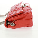 CHANEL Matelasse 25 Chain Shoulder Bag Lamb Skin Red Silver CC Auth 168175V-3