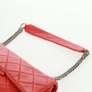 CHANEL Matelasse 25 Chain Shoulder Bag Lamb Skin Red Silver CC Auth 168175V-14