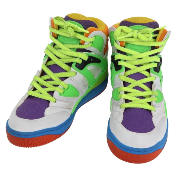 GUCCI Basket High Top Sneakers Leather 35 Multicolor 351 90431 8055 Auth 168178M