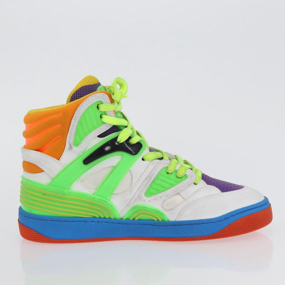 GUCCI Basket High Top Sneakers Leather 35 Multicolor 351 90431 8055 Auth 168178M