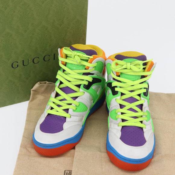 GUCCI Basket High Top Sneakers Leather 35 Multicolor 351 90431 8055 Auth 168178M