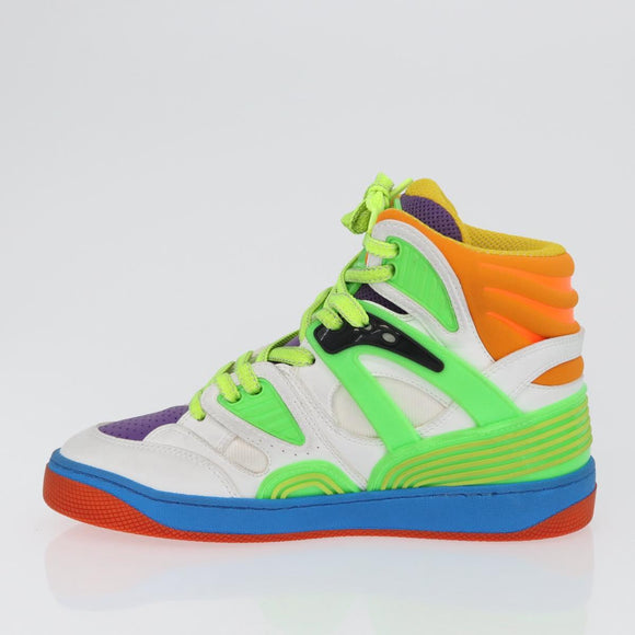 GUCCI Basket High Top Sneakers Leather 35 Multicolor 351 90431 8055 Auth 168178M