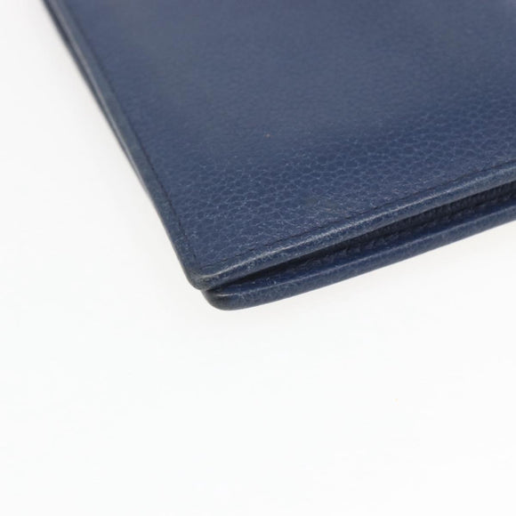 CHANEL COCO Mark Wallet Leather Navy CC Auth 168183