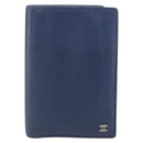 CHANEL COCO Mark Wallet Leather Navy CC Auth 168183-13