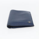 CHANEL COCO Mark Wallet Leather Navy CC Auth 168183-6