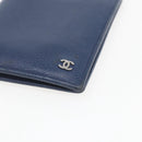 CHANEL COCO Mark Wallet Leather Navy CC Auth 168183-7