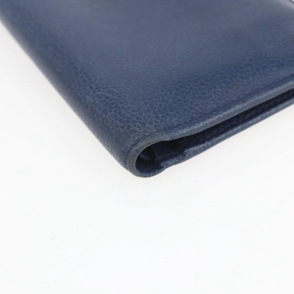 CHANEL COCO Mark Wallet Leather Navy CC Auth 168183