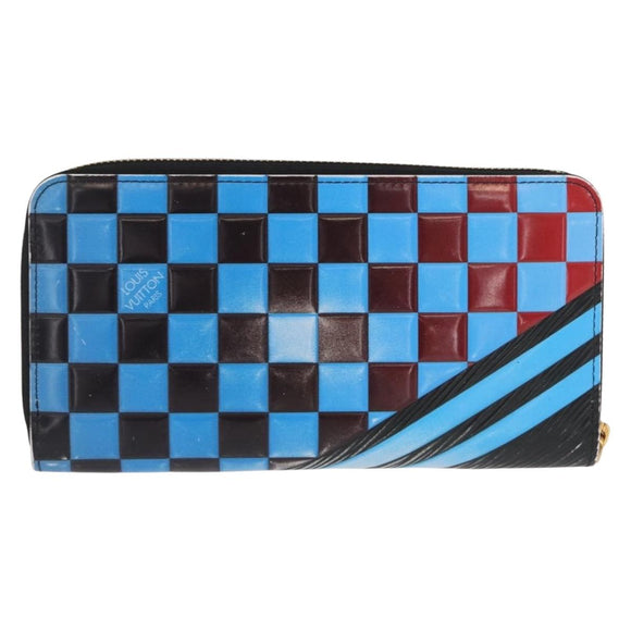 LOUIS VUITTON Damier LV Lace Zippy Wallet Long Wallet Blue LV Auth 168184