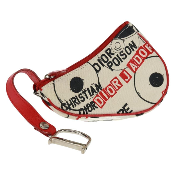 Christian Dior Hardcore Saddle etui Tasje Canvas Wit Zilver Auth 168201V
