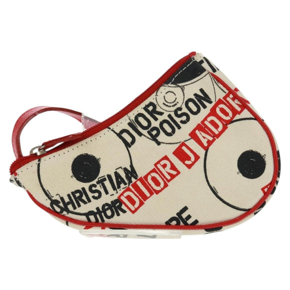 Christian Dior Hardcore Saddle etui Tasje Canvas Wit Zilver Auth 168201V