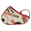 Christian Dior Hardcore Saddle etui Tasje Canvas Wit Zilver Auth 168201V-2