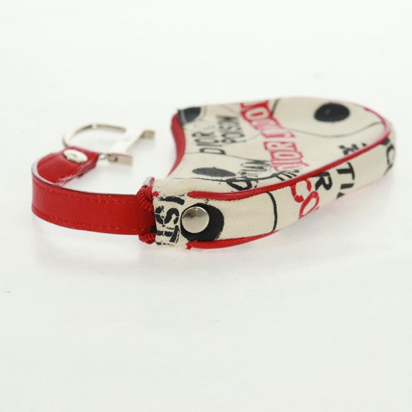 Christian Dior Hardcore Saddle etui Tasje Canvas Wit Zilver Auth 168201V