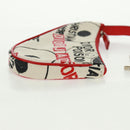 Christian Dior Hardcore Saddle etui Tasje Canvas Wit Zilver Auth 168201V-4