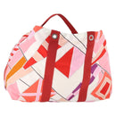 HERMES Beach Bag Tote Bag Canvas Red Auth 168207-1