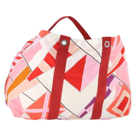 HERMES Beach Bag Tote Bag Canvas Red Auth 168207