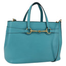 GUCCI Handtasche Leder 2way Hellblau Gold 319795 Auth 168224V-1
