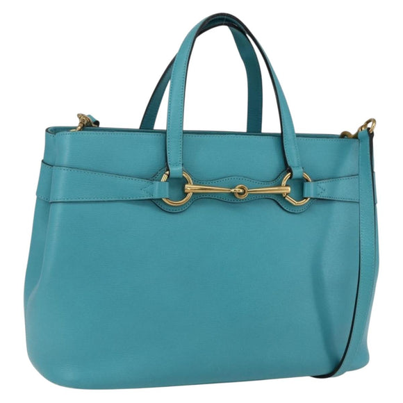 GUCCI Handtasche Leder 2way Hellblau Gold 319795 Auth 168224V