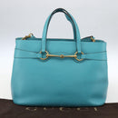 GUCCI Handtasche Leder 2way Hellblau Gold 319795 Auth 168224V-12