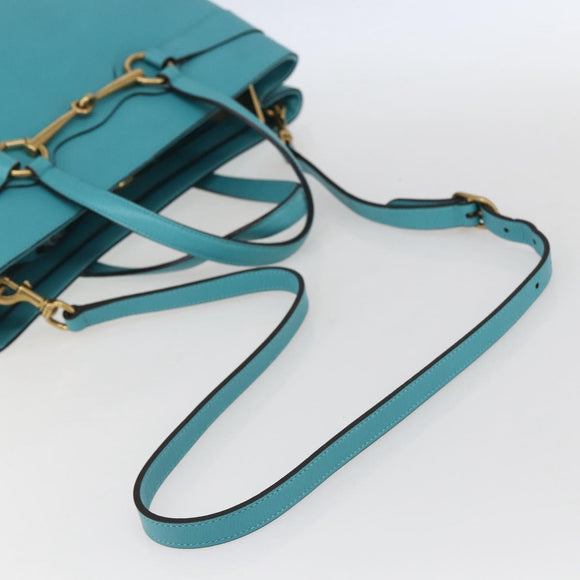 GUCCI Handtasche Leder 2way Hellblau Gold 319795 Auth 168224V