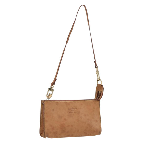 LOUIS VUITTON Nomad Cabas Amble PM Pouch Leather Beige M92502 LV Auth 168227