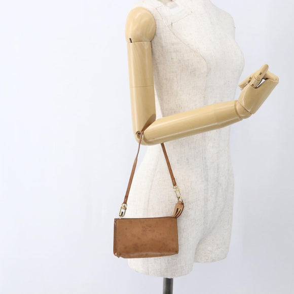 LOUIS VUITTON Nomad Cabas Amble PM Pouch Leather Beige M92502 LV Auth 168227