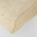 HERMES Her Bag MM Hand Bag Canvas Beige Silver Auth 168228-16