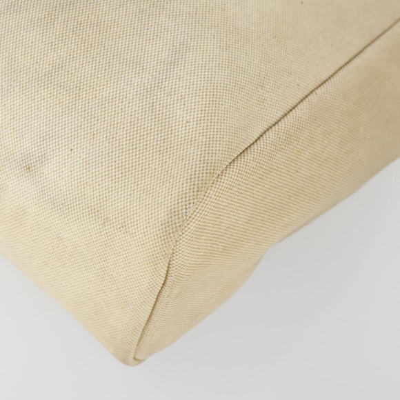 HERMES Her Bag MM Hand Bag Canvas Beige Silver Auth 168228