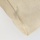 HERMES Her Bag MM Hand Bag Canvas Beige Silver Auth 168228-9