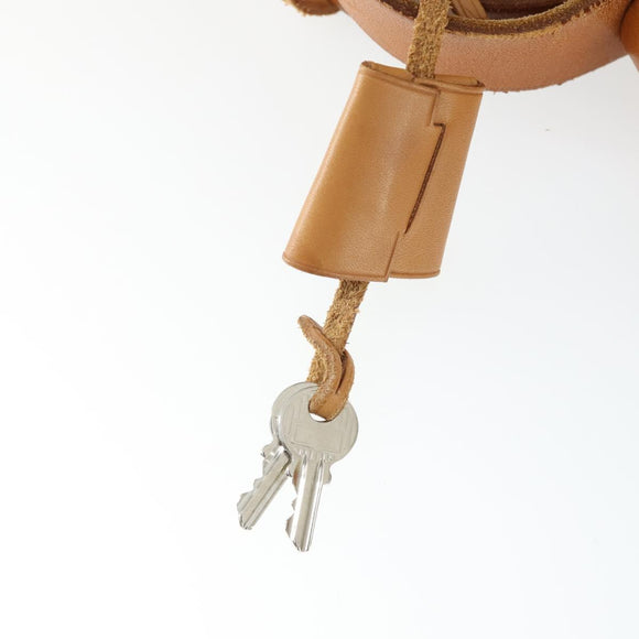 HERMES Her Bag MM Handtas Canvas Beige Zilver Auth 168228