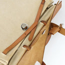 HERMES Her Bag MM Hand Bag Canvas Beige Silver Auth 168228-21